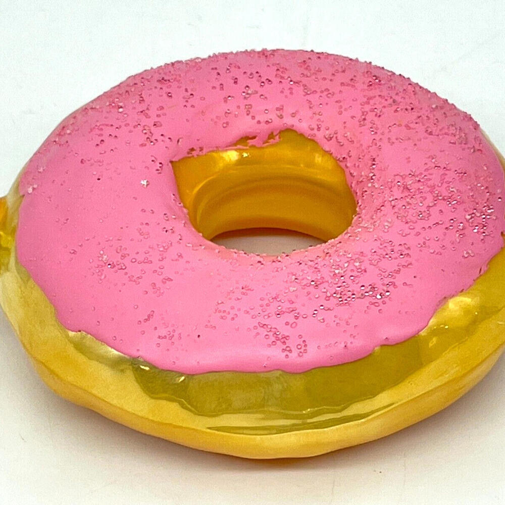 Pink Frosting Sugar Sprinkles Donut Hand Blown‎ Glass 4" Christmas Ornament - Picture 3 of 8